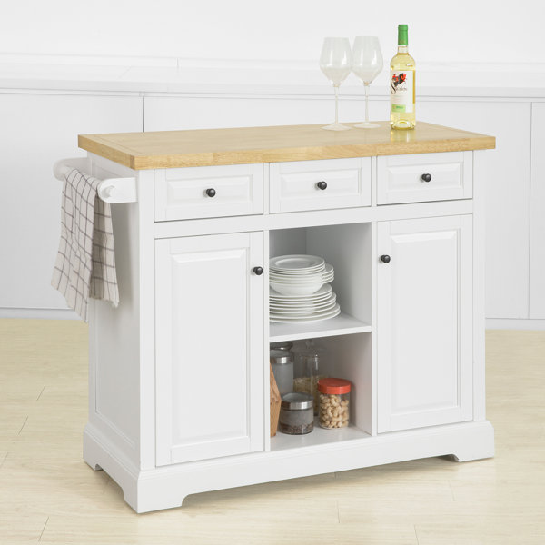 Brambly Cottage Pulver Solid Wood Top Kitchen Cart & Reviews Wayfair